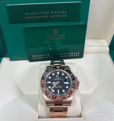 Rolex Gmt-master Ii 40mm 18k Rose Gold Rootbeer Oyster Bracelet 126715chnr