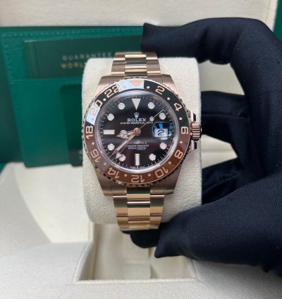 Rolex Gmt-master Ii 40mm 18k Rose Gold Rootbeer Oyster Bracelet 126715chnr