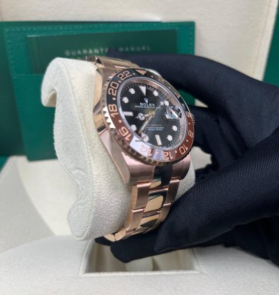 Rolex Gmt-master Ii 40mm 18k Rose Gold Rootbeer Oyster Bracelet 126715chnr