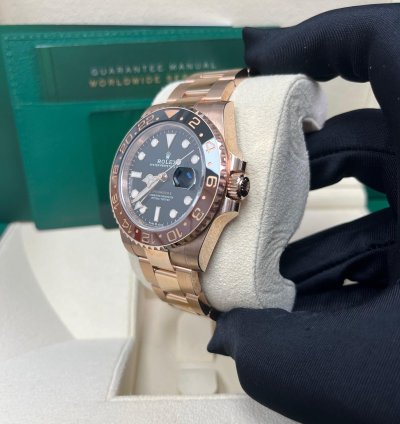 Rolex Gmt-master Ii 40mm 18k Rose Gold Rootbeer Oyster Bracelet 126715chnr