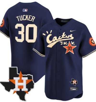 Kyle Tucker 30 Houston Astros Cactus Jack Houston Patch Navy Limited Jersey