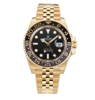 Rolex Gmt-master Ii 40mm 18k Yellow Gold Ceramic Bezel Black Dial Jubilee Bracelet