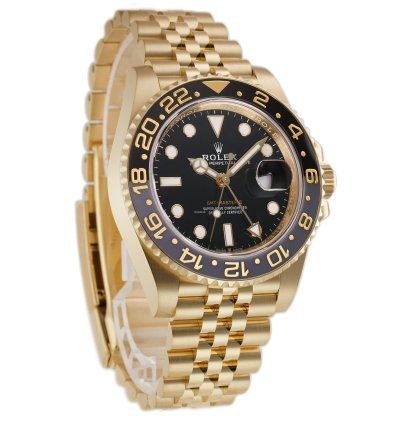 Rolex Gmt-master Ii 40mm 18k Yellow Gold Ceramic Bezel Black Dial Jubilee Bracelet