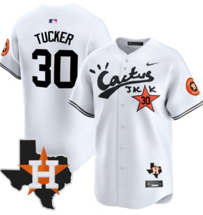 Kyle Tucker 30 Houston Astros Cactus Jack Houston Patch Limited Jersey White