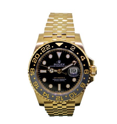 Rolex Gmt-master Ii 40mm Yellow Gold Black Dial Black Grey Bezel 126718grnr