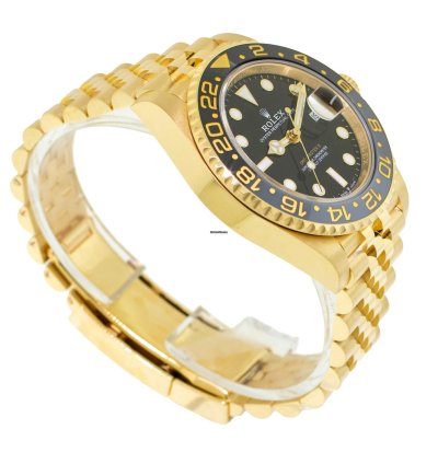 Rolex Gmt-master Ii 40mm Yellow Gold Black Dial Black Grey Bezel 126718grnr