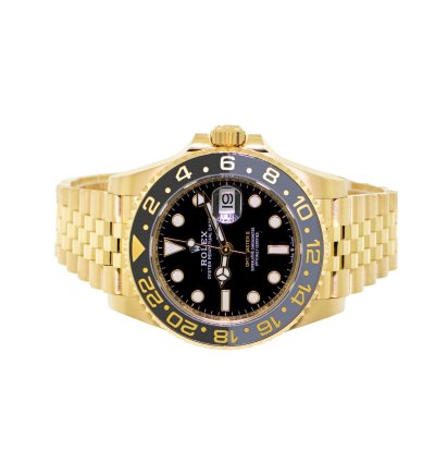 Rolex Gmt-master Ii 40mm Yellow Gold Black Dial Black Grey Bezel 126718grnr