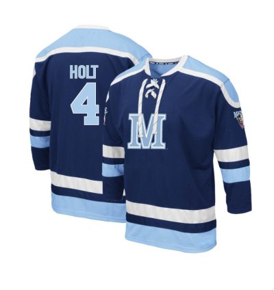 Maine Black Bears 4 Brandon Holt Navy Blue Hockey Jersey