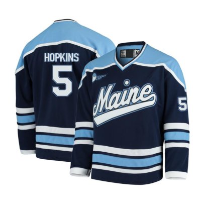 Maine Black Bears 5 Ryan Hopkins Navy Hockey Jersey