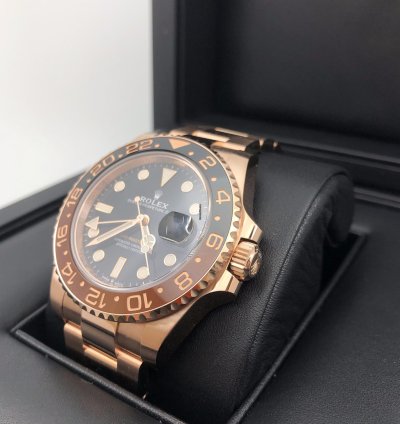 Rolex Gmt-master Ii Basel One Gmt-master Ii 126715chnr Black Dial Rootbeer Full Rose Gold