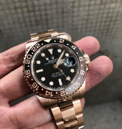 Rolex Gmt-master Ii Basel One Gmt-master Ii 126715chnr Black Dial Rootbeer Full Rose Gold