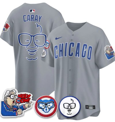 Harry Caray Jersey Chicago Cubs Harry Caray Holy Cow Patch Premier Limited Stitched Gray