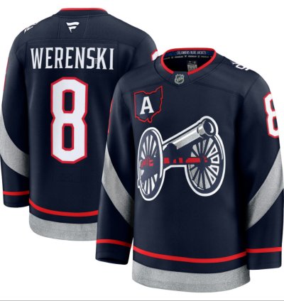 Mens Zach Werenski Jersey 8 Columbus Blue Jackets 2025 Stadium Series