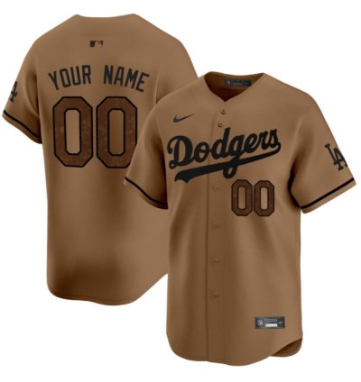 Custom Los Angeles Dodgers Brown Jersey Name And Number All Stitched