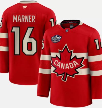 Mens Mitchell Marner Jersey 16 Red 2025 4 Nations Face-off Stitched