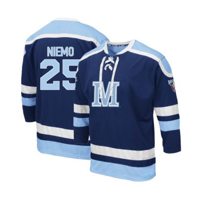 Maine Black Bears 25 Nicholas Niemo Navy Blue Hockey Jersey