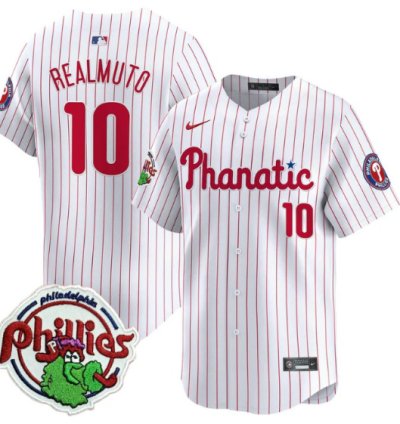 Jtrealmuto Jersey 10 Phillies Phanatic Patch Vapor Premier Limited Stitched White Pinstripe