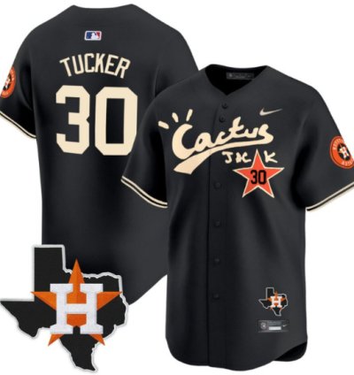 Kyle Tucker 30 Houston Astros Cactus Jack Houston Patch Limited Jersey Black