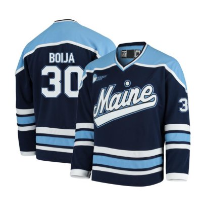 Maine Black Bears 30 Albin Boija Navy Hockey Jersey