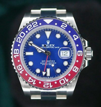 Rolex Gmt-master Ii Mint Complete Set Gmt-master Ii Pepsi 18k Blue Dial Red Blue Bezel White Gold 126719blro