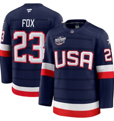 Mens Adam Fox Jersey 23 Usa Navy 2025 4 Nations Face-off All Stitched