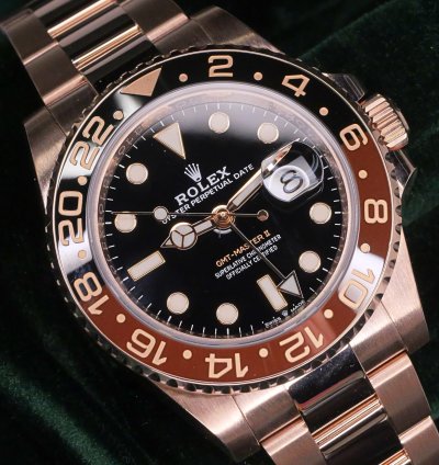 Rolex Gmt-master Ii Mint Complete Set Gmt-master Ii Root Beer Black Dial Black Brown 18k Rose Gold 126715chnr