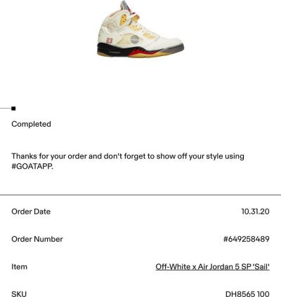 Off-white Air Jordan 5 Sp Sail