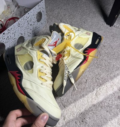 Off-white Air Jordan 5 Sp Sail Fire Red Vnds
