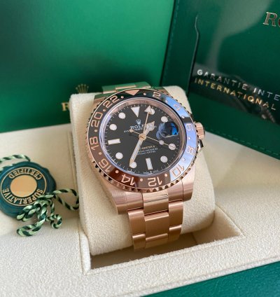 Rolex Gmt-master Ii New 2023 Rose Gold Rootbeer 126715chnr Black Brown Ceramic Bezel