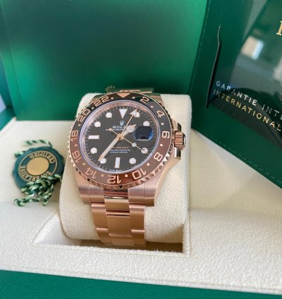 Rolex Gmt-master Ii New 2023 Rose Gold Rootbeer 126715chnr Black Brown Ceramic Bezel