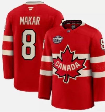 Mens Cale Makar Jersey 8 Red 2025 4 Nations Face-off Stitched