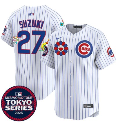 Seiya Suzuki Jersey 27 Chicago Cubs Tokyo Series 2025 Vapor Premier Limited Stitched Pinstripe
