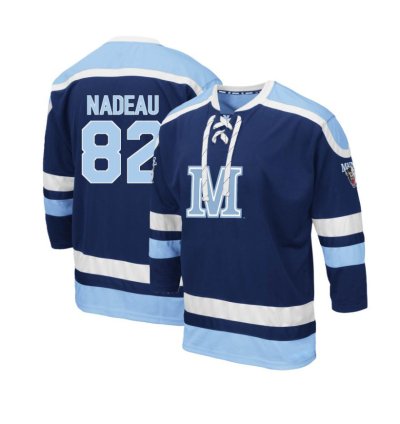 Maine Black Bears 82 Bradly Nadeau Navy Blue Hockey Jersey