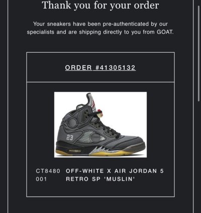 Off-white Jordan 5 Muslin Box With Receipts