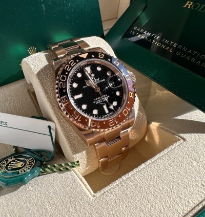 Rolex Gmt-master Ii New 2024 Rootbeer Rose Gold Black Dial Brown Bezel Oyster Bracelet