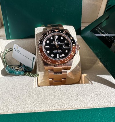 Rolex Gmt-master Ii New 2024 Rootbeer Rose Gold Black Dial Brown Bezel Oyster Bracelet