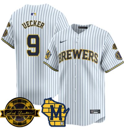 Bob Uecker Jersey 9 Milwaukee Brewers 2025 Limited Bob Uecker Patch Stitched White