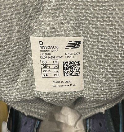 New Balance Baklava 990v6 Lapis Lazuli Size 6m Brand New
