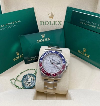 Rolex Gmt-master Ii New Gmt-master Ii 40mm 126719 White Gold Pepsi Bezel Meteorite Dial Oyster Bracelet