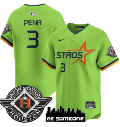 Jeremy Pena Jersey 3 Houston Astros 2025 City Connect Vapor Premier Limited Stitched Green