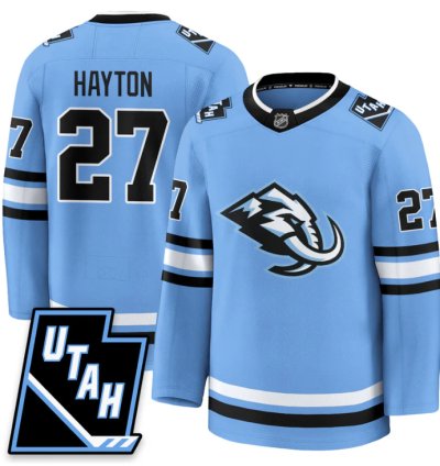 Barrett Hayton Jersey 27 Utah Hockey Mammoth 2025 Limited All Stitched Blue