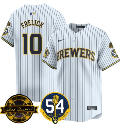 Sal Frelick Jersey 10 Milwaukee Brewers 2025 Bob Uecker 54 Seasons For Brewers Stitched White