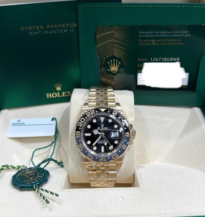 Rolex Gmt-master Ii New Release 2023 18k Yellow Gold Jubilee Bracelet Gray Black Bezel 40mm