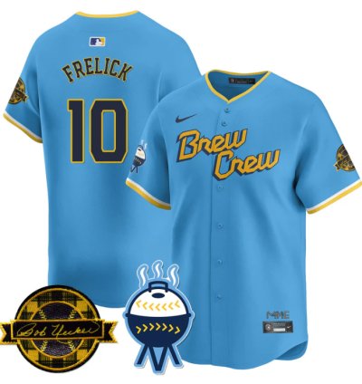 Sal Frelick Jersey 10 Milwaukee Brewers 2025 Limited Bob Uecker Patch Stitched City Connect