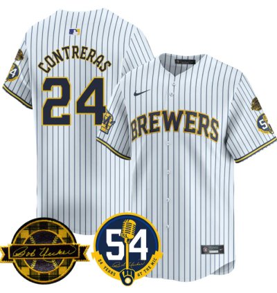 William Contreras Jersey 24 Milwaukee Brewers 2025 Bob Uecker 54 Seasons For Brewers Stitched White