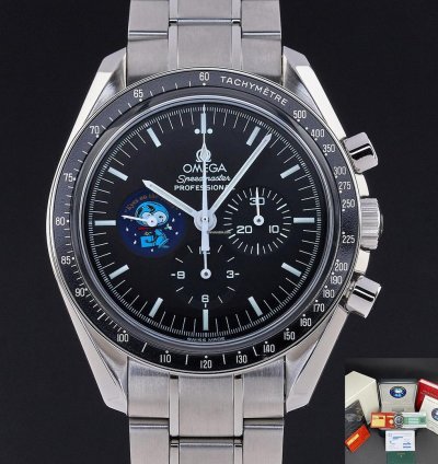 Omega 42mm 2000 1y Warranty Fullset Ref 3578 51 00 Snoopy Moonwatch Steel Black Dial Serviced