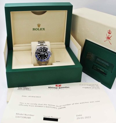 Rolex Gmt-master Ii Oman Ref 126710 Blnr Box Paper Full Set New Partial Stickers Year 2022