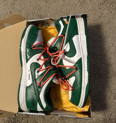 Pine Green Off-white Nike Low Top Dunks Size 10 5