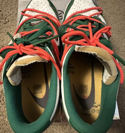 Pine Green Off-white Nike Low Top Dunks Size 10 5