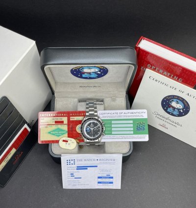 Omega 42mm 2003 1y Warranty Fullset Ref 3578 51 00 Snoopy Moonwatch Steel Black Dial Serviced